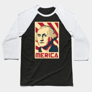 George Washington Merica Retro Propaganda Baseball T-Shirt